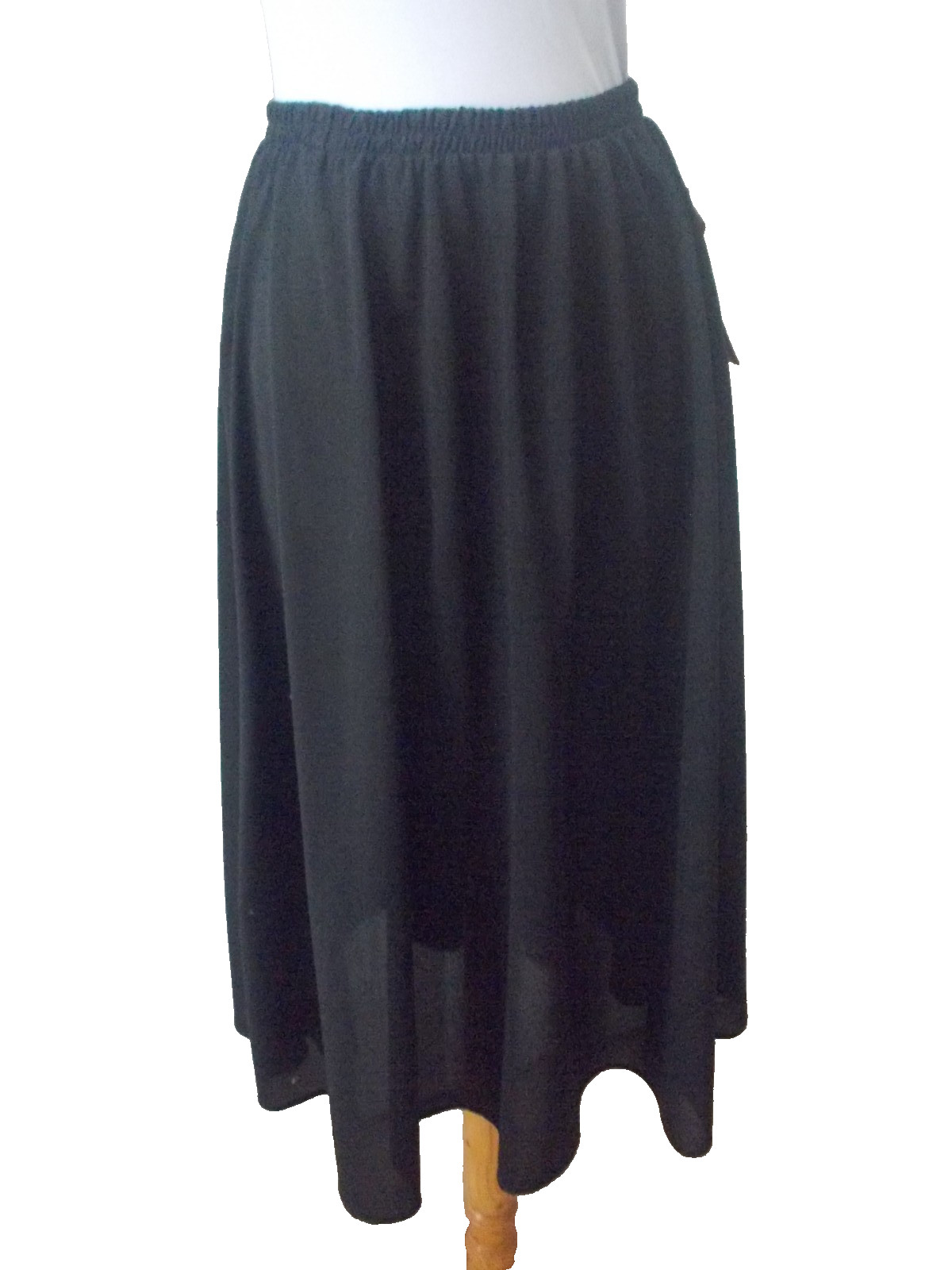 NOST VTG ANOTHER THYME Sears Black Sheer Occasion Wear Midi Skirt USA Sz M