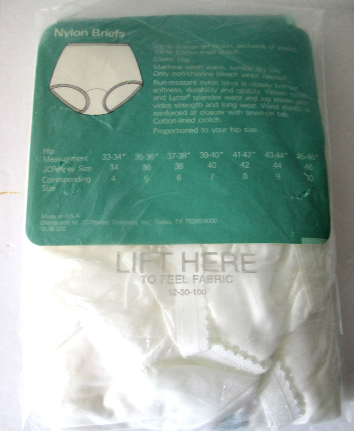 Vintage JCPenney Underscore White Nylon Briefs Women&rsquo;s Size 9 – 3 Pack