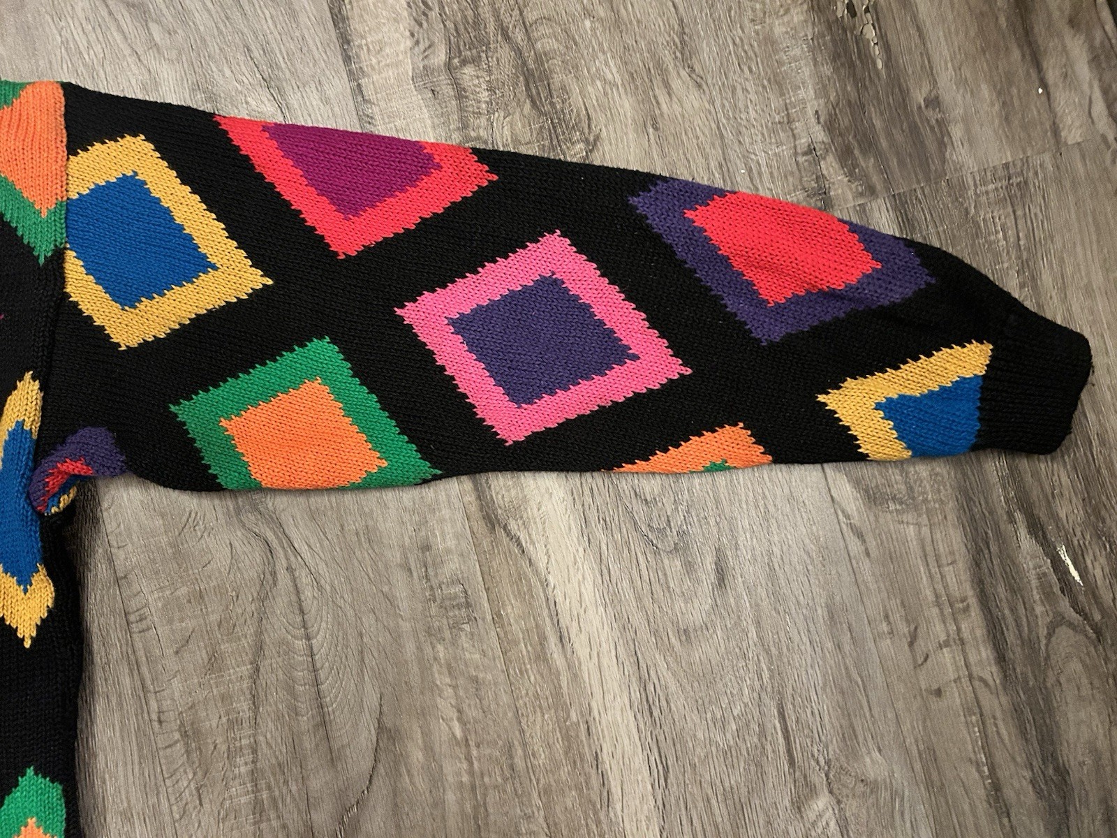 1980s Rafaella Argyle Harlequin Style Knit Pullover Sweater
