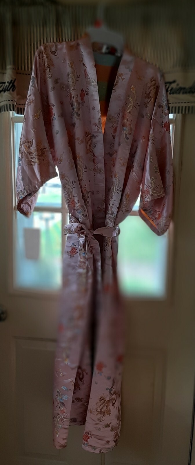 Vintage??? Long Liquid Pink/Multi Color Chinese Robe