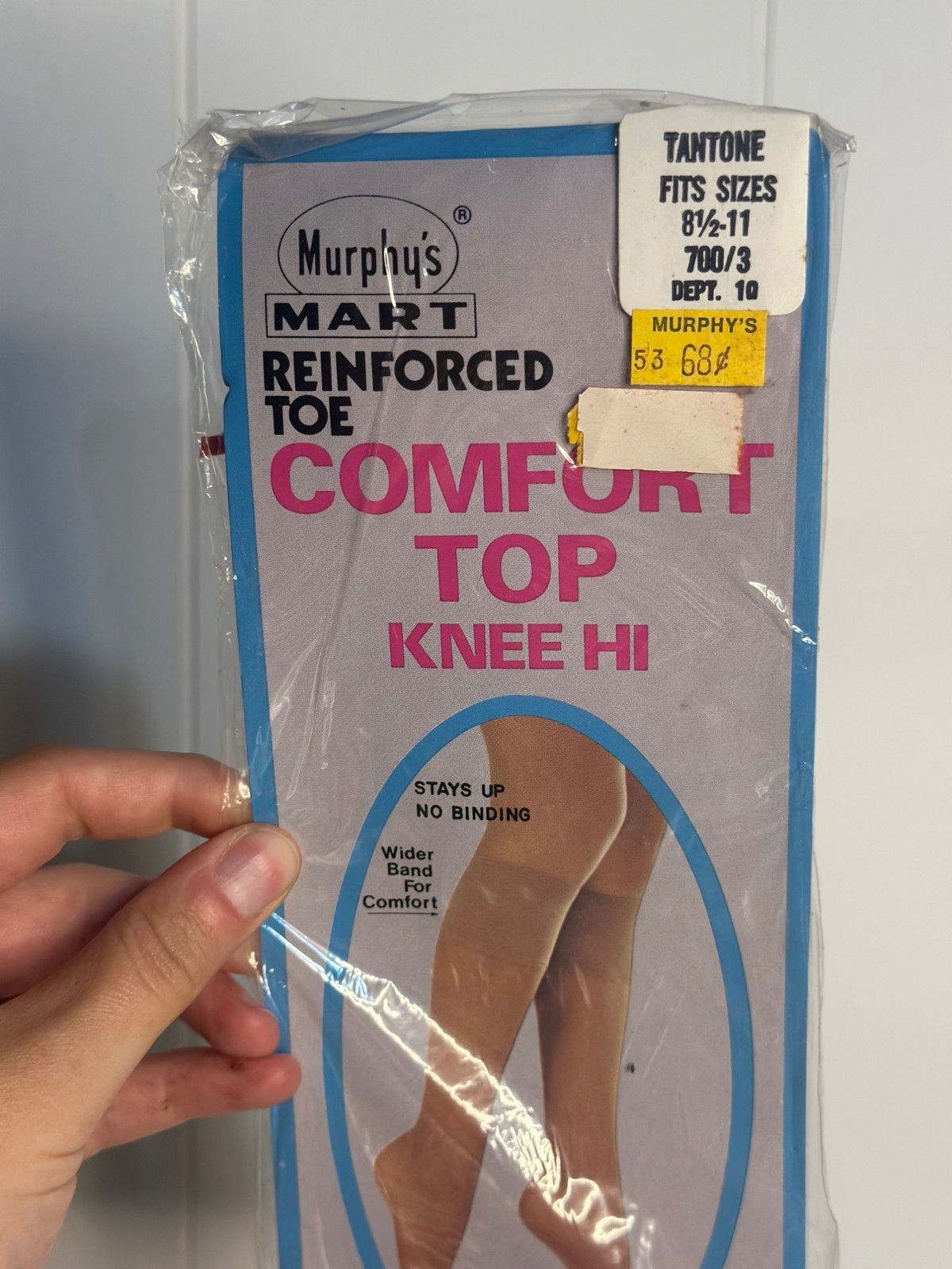 VTG 80s Ames Murphy’s Mart Knee Highs Beige Cotton Sole Hosiery 8.5–11 Legwear