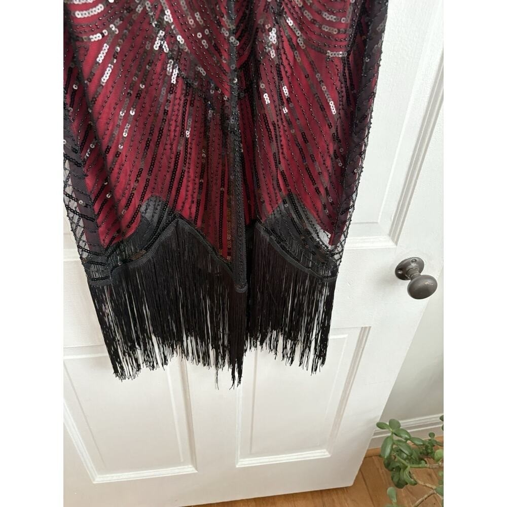 Classic Flapper Style Red & Black Dress Art Deco Glam Old Hollywood | M