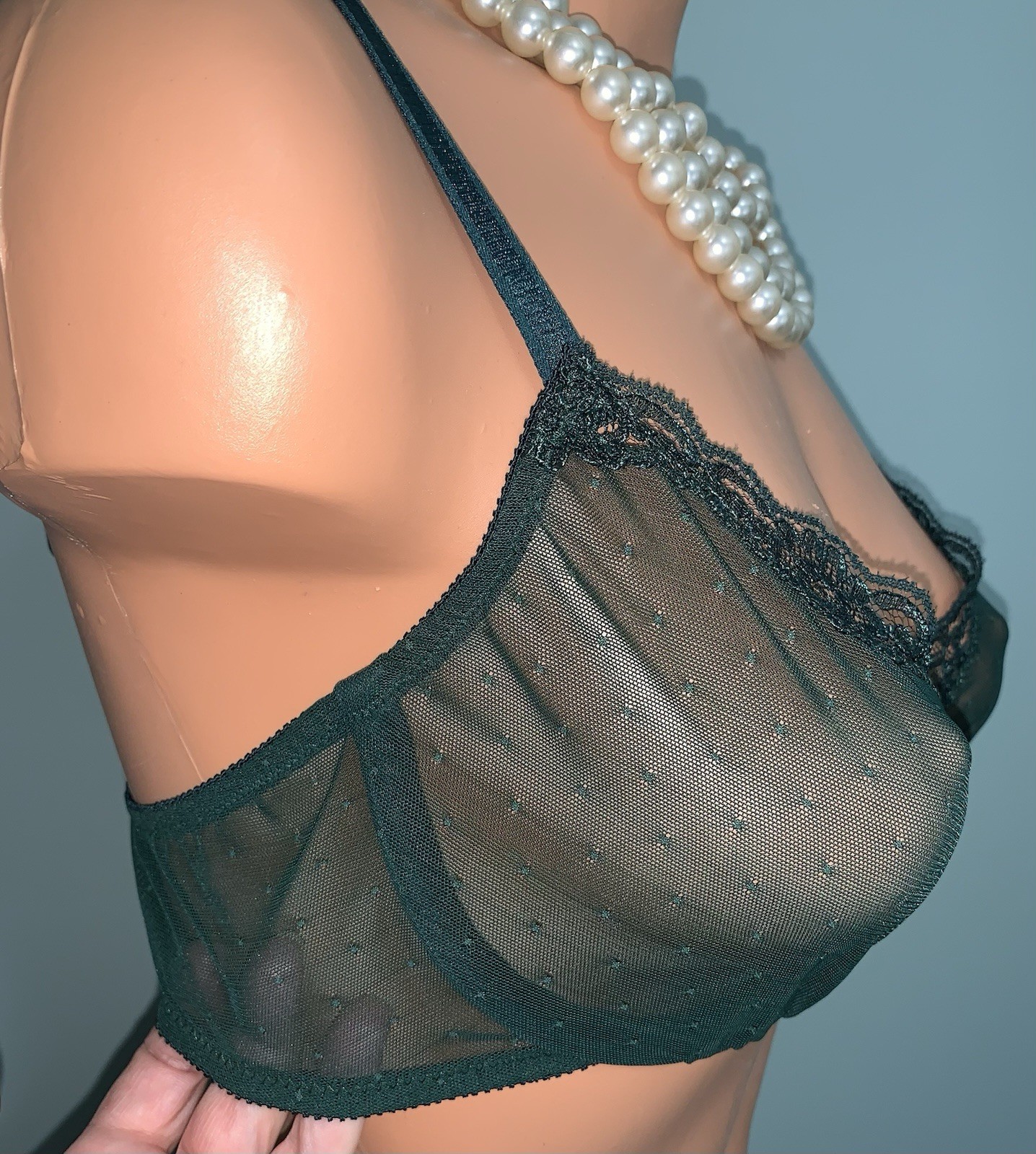 Vtg NEW SHEER Chiffon Lace Vanity Fair UW Bra 38C Front Closure NOS