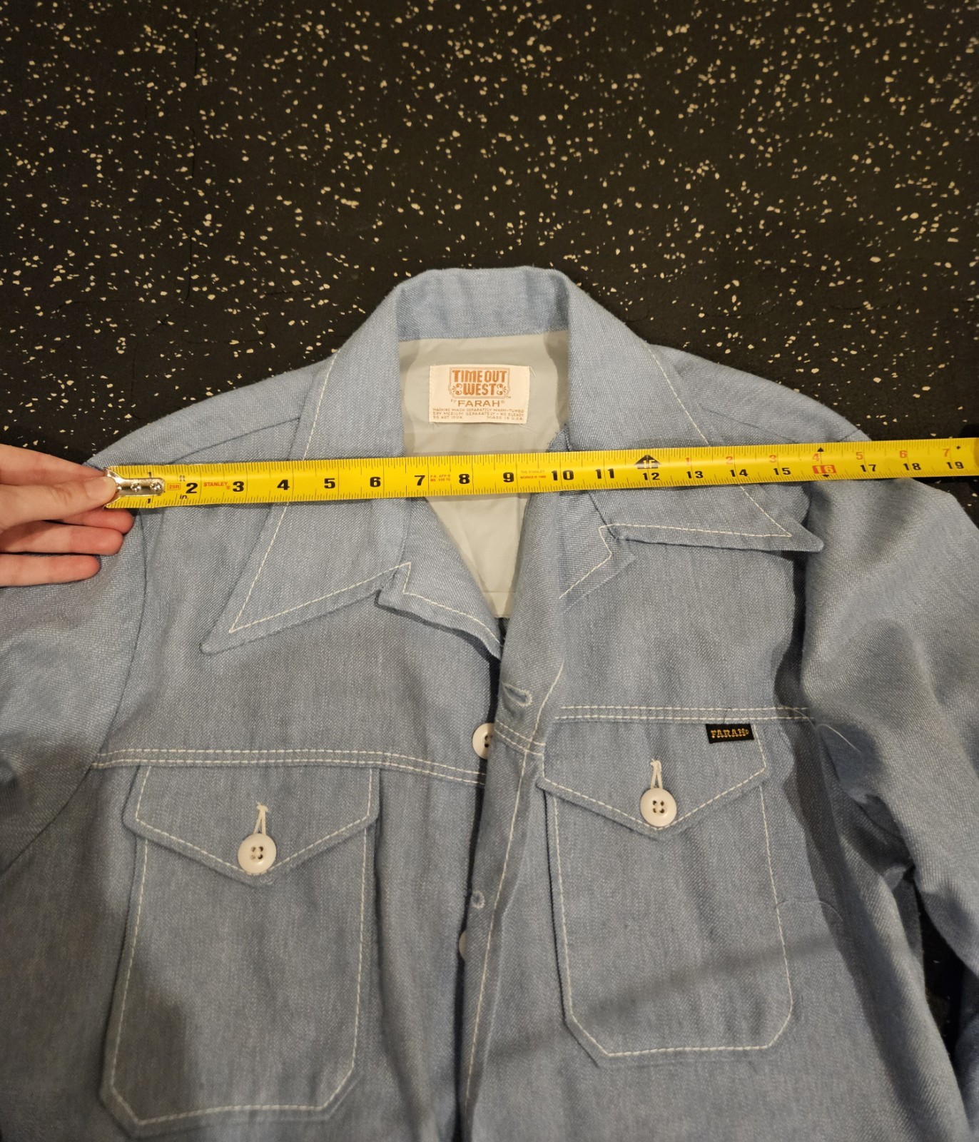 Vintage 70s 80s Farah Time out West blue jean jacket and bell bottom pants set