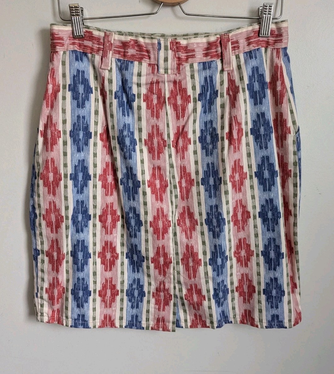 Vintage 80s Western Short Skirt 100% Cotton Aztec Boho Rodeo USA Cowgirl Mini M