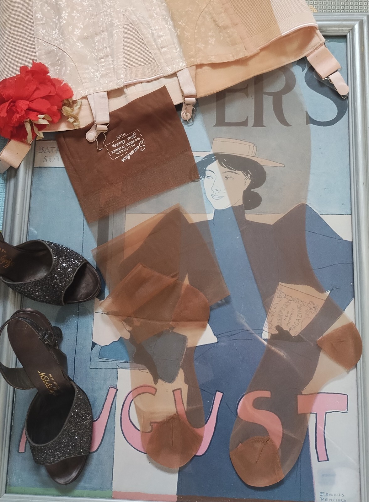 Vintage 1950&rsquo;s stockings – Dupont nylon 15 Den 400 needle Flat Knit- 8.5M 30&Prime;