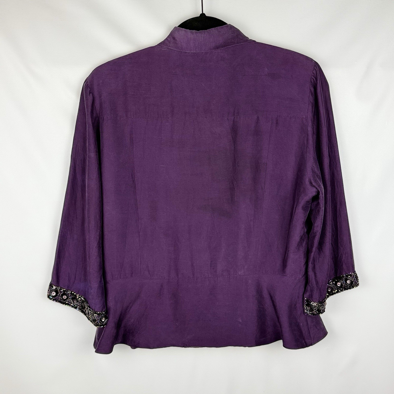 Vtg ICE Embellished Beaded Jacket Top 100% Silk Size 10 Purple Special Occasion