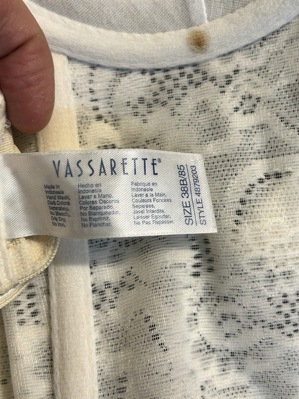 Vintage Vassarette Bustier corset Underwire Bra Lingerie White Lace 38 B
