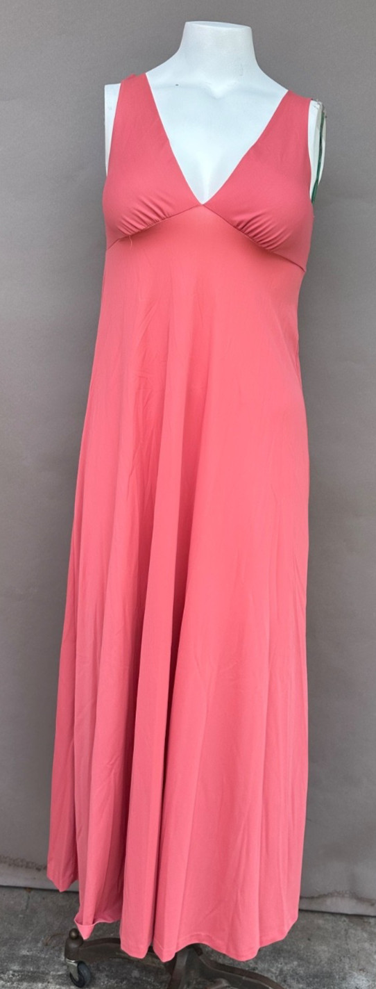 Vintage John Kloss Peignoir Set Small Salmon Robe Nylon Nightgown Hollywood Glam
