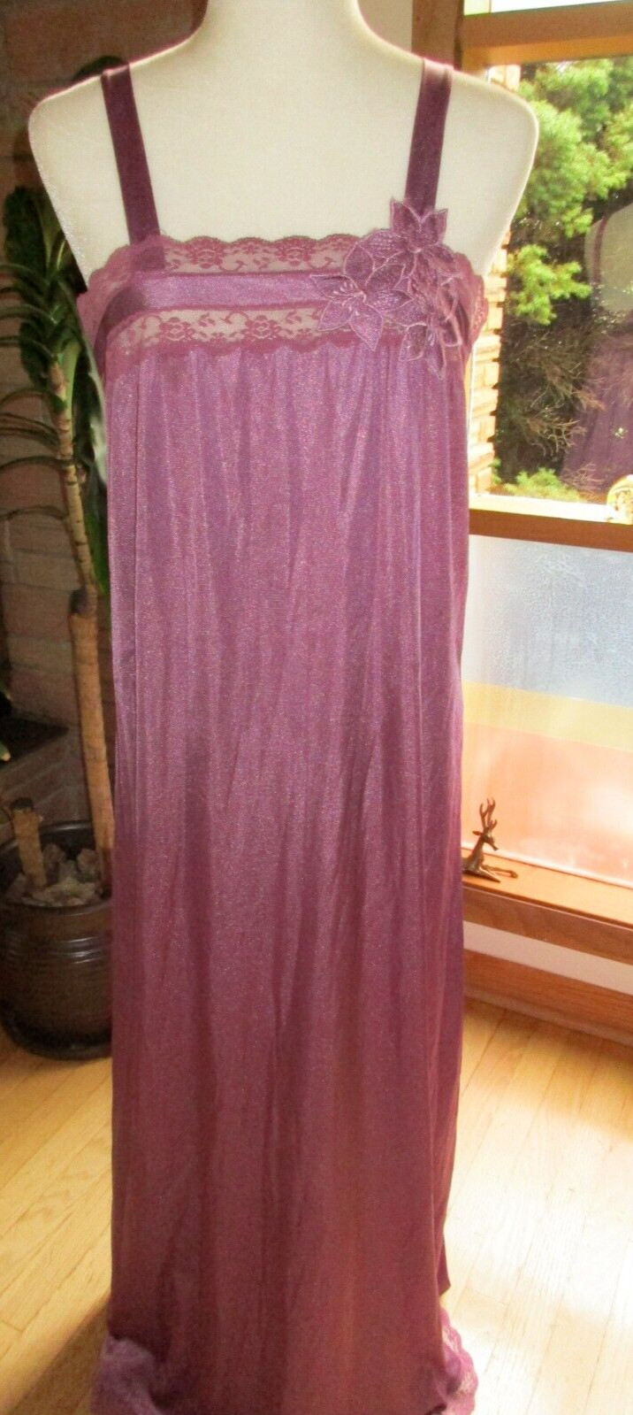 VTG Flair Lingerie Slip Floral Lace Long Chemise Nightgown Cottagecore Fairy S
