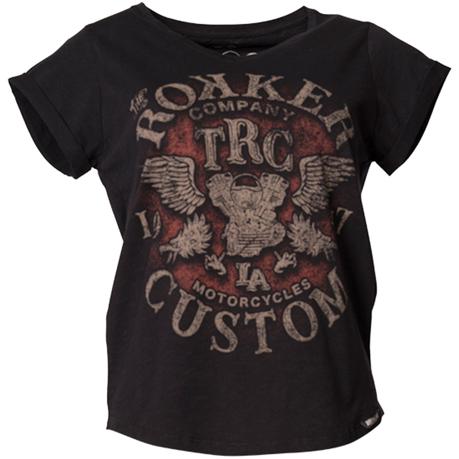 Rokker Custom T-Shirt Lady Gr. DM Vintage Biker Baumwoll Damen Shirt