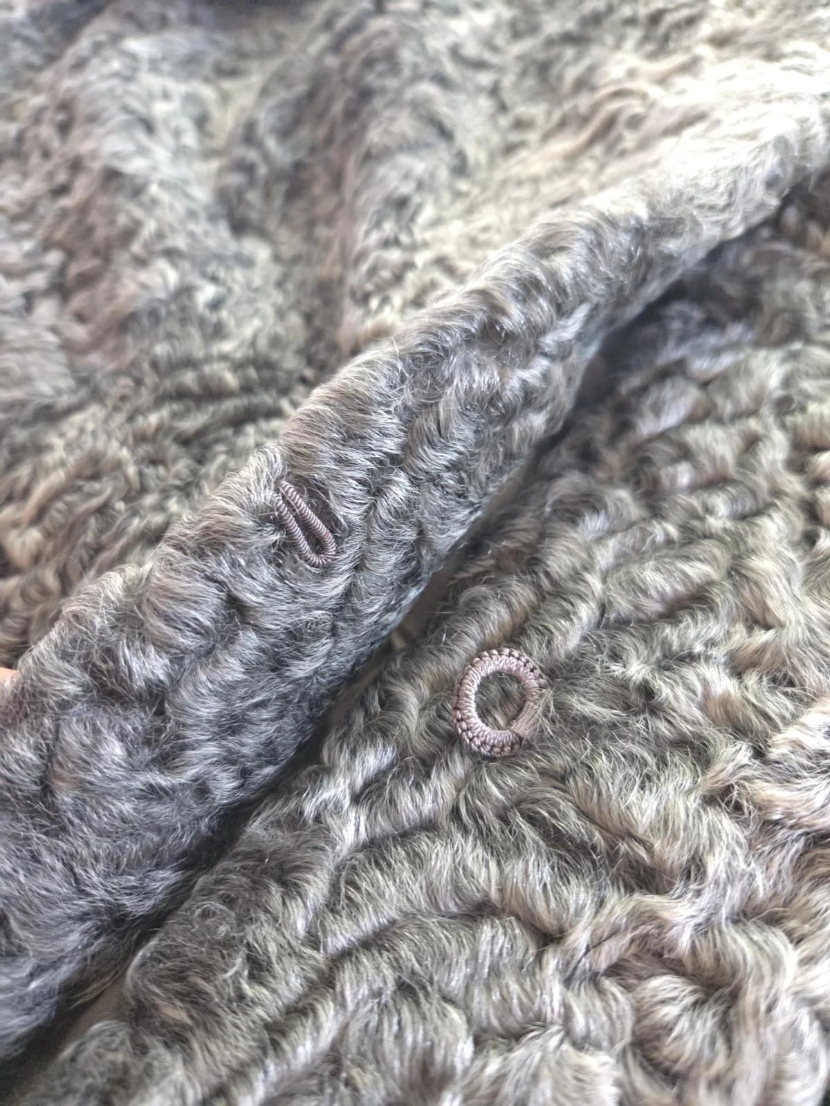 Vintage 1950s Scuby Furs Victoria BC Gray Persian Lamb Coat Cream Mink Shawl 45&Prime;