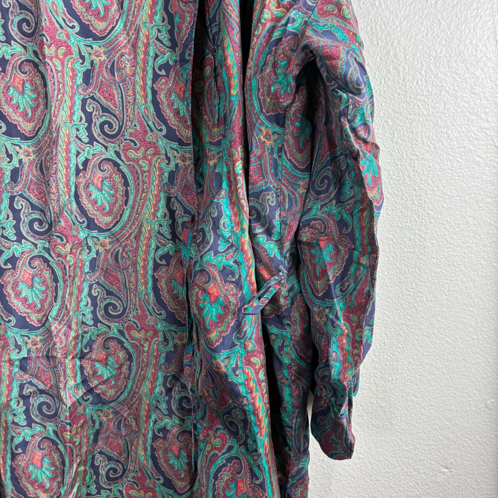 VTG 80s BG Intimates 100% Silk Paisley Robe One Size Kimono Duster bohemian