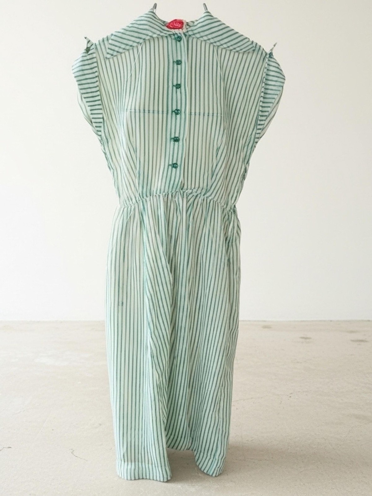 1950s Colette by Colonial Sheer Stripe Shirtwaist Dolman Sleeve Midi Day Dress