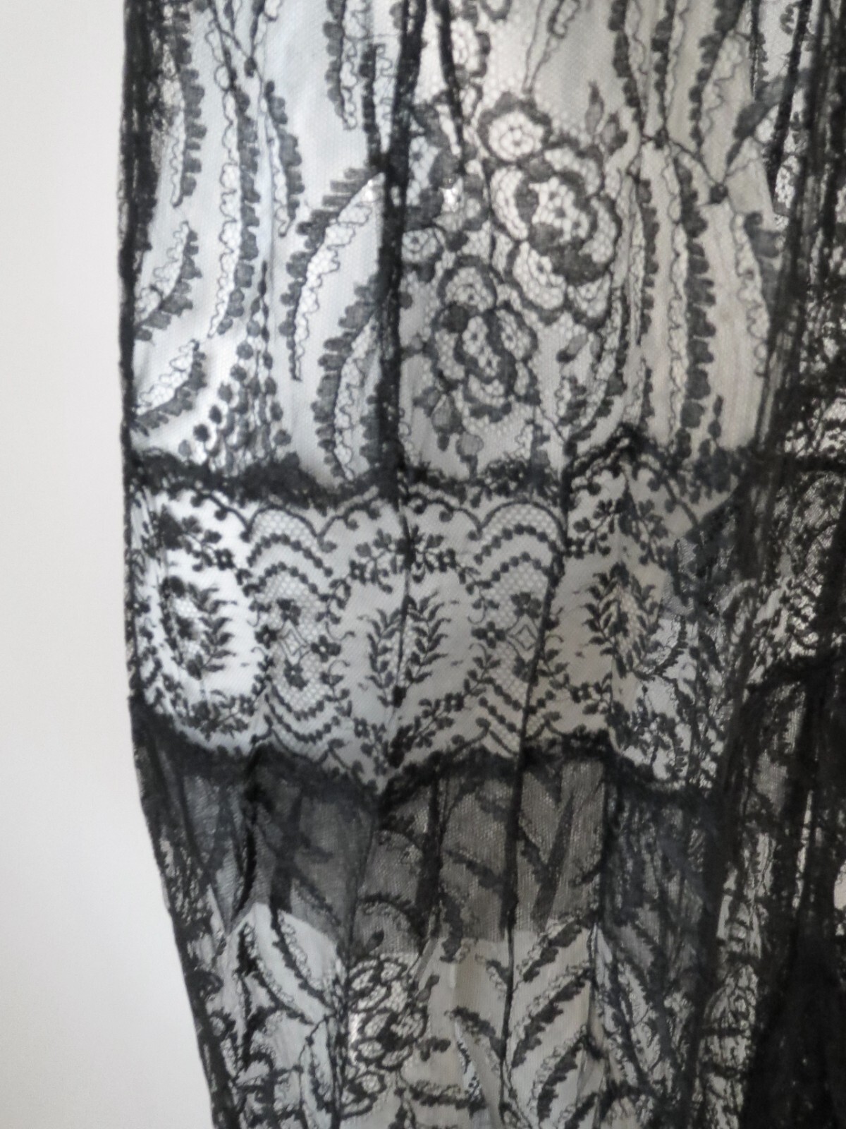 Antique Edwardian Gown + Jacket Chantilly Lace Pleated Back Ex Cond