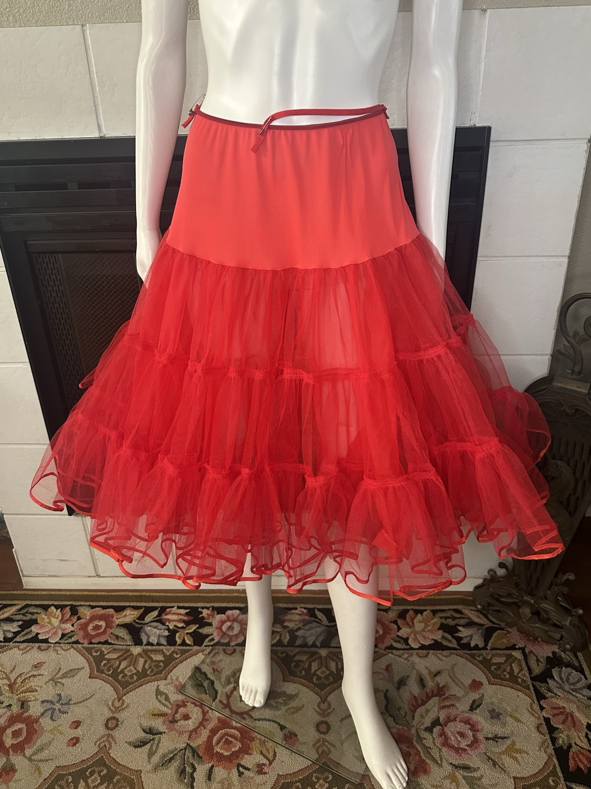 Vtg Red Malco Modes Western Square Dance Petticoat Crinoline Womens Medium USA