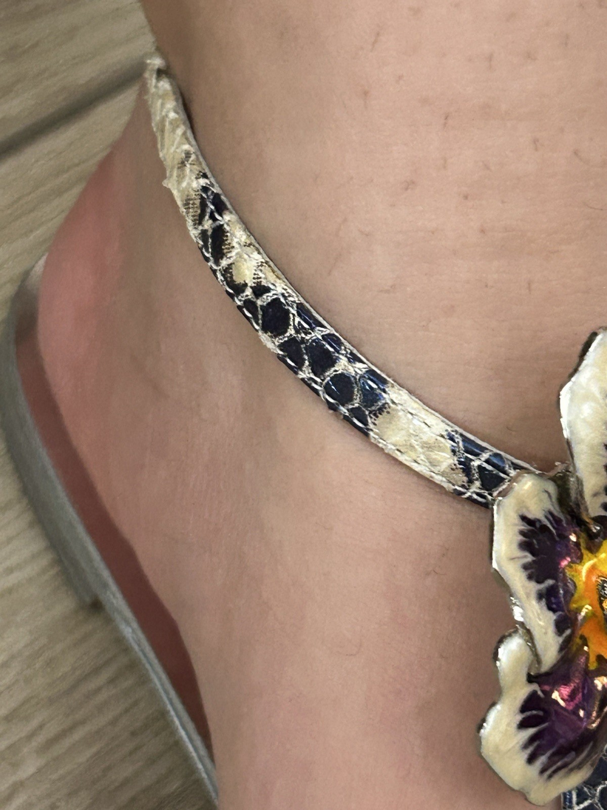 Rare Vintage Roberto Cavalli Flat T-Strap in Pansy Size 6.5