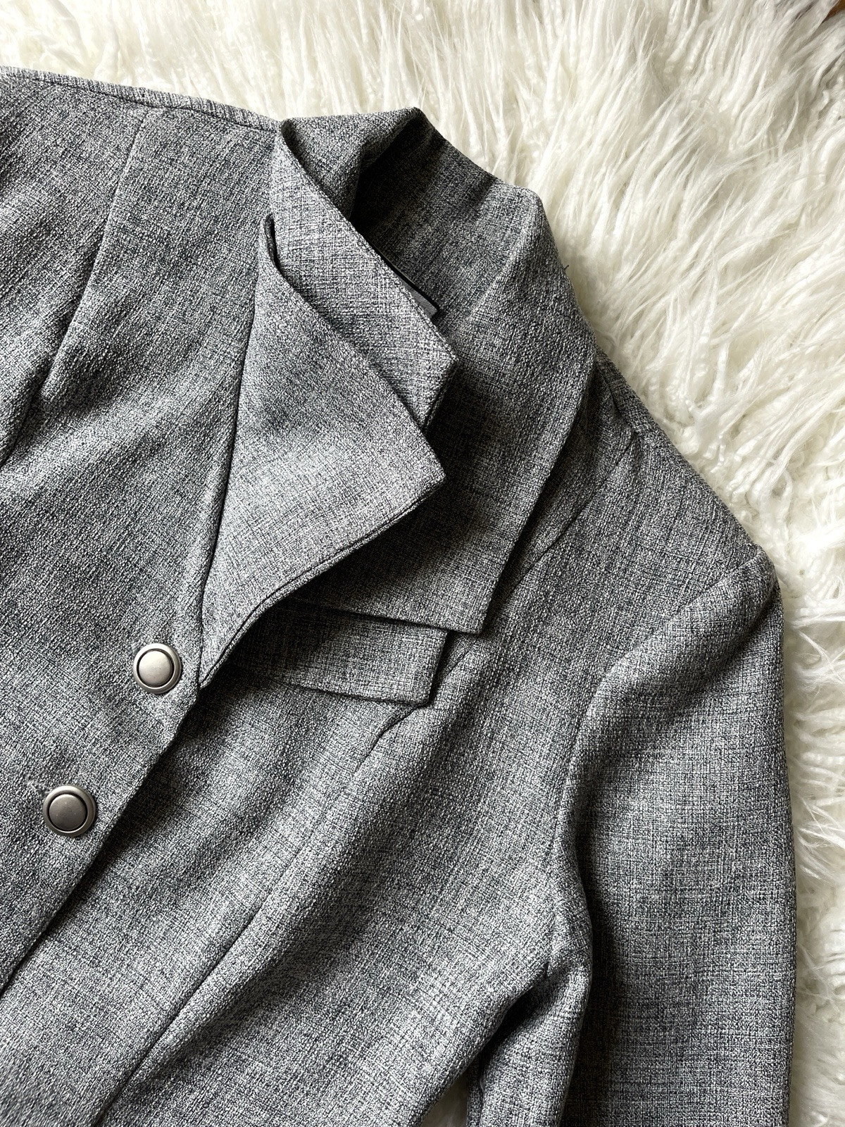Vtg 90s Gray Tweed Mini Skirt Jacket Set Breakin Loose 7/8