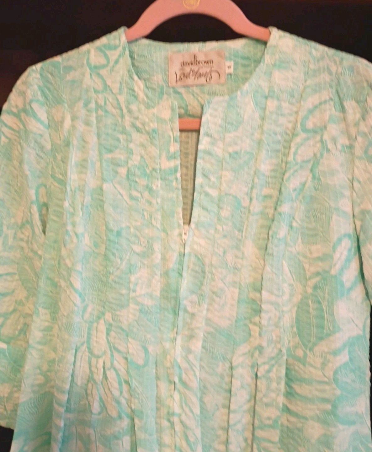 Vtg Elegant David Brown California Long Summer House Dress Gown Robe S USA NWT