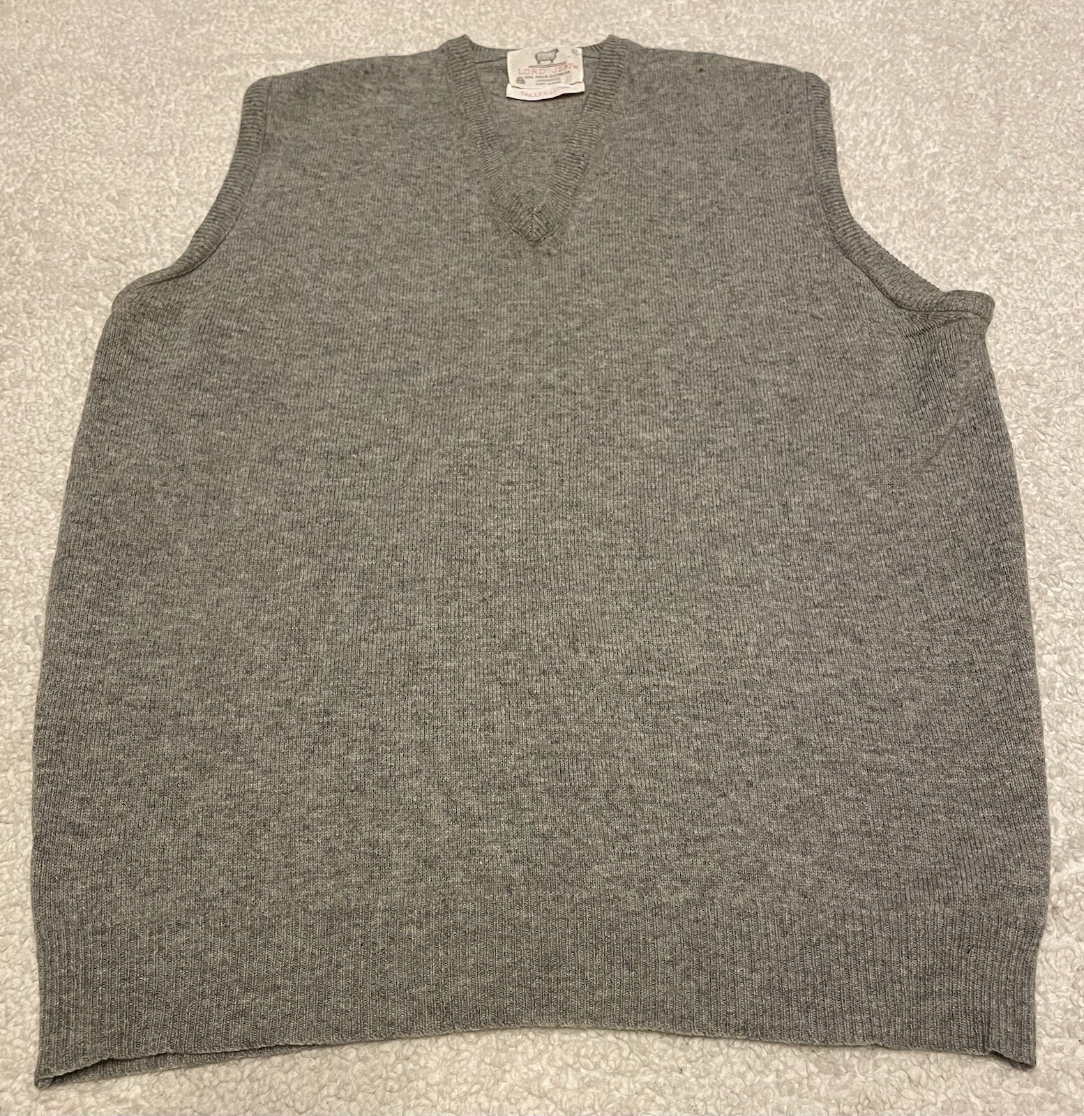 Lord Jeff Vest XL Gray Tallfellow 100% Virgin Australian Lambswool Vtg