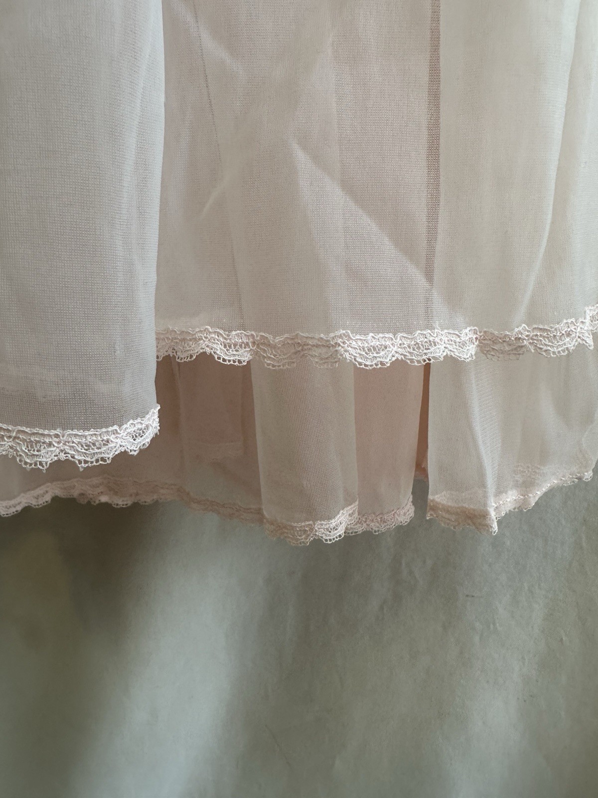 Vintage Dutchmaid 60s Pink Peignoir Set Nylon Sheer Robe & Gown Lace Romantic 14
