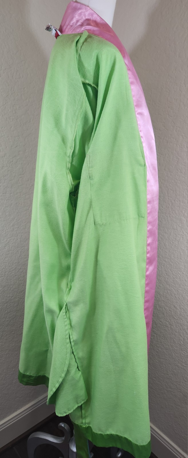 Fernando Sanchez Polyester/Cotton Short Robe Lounger Size S Green Pink
