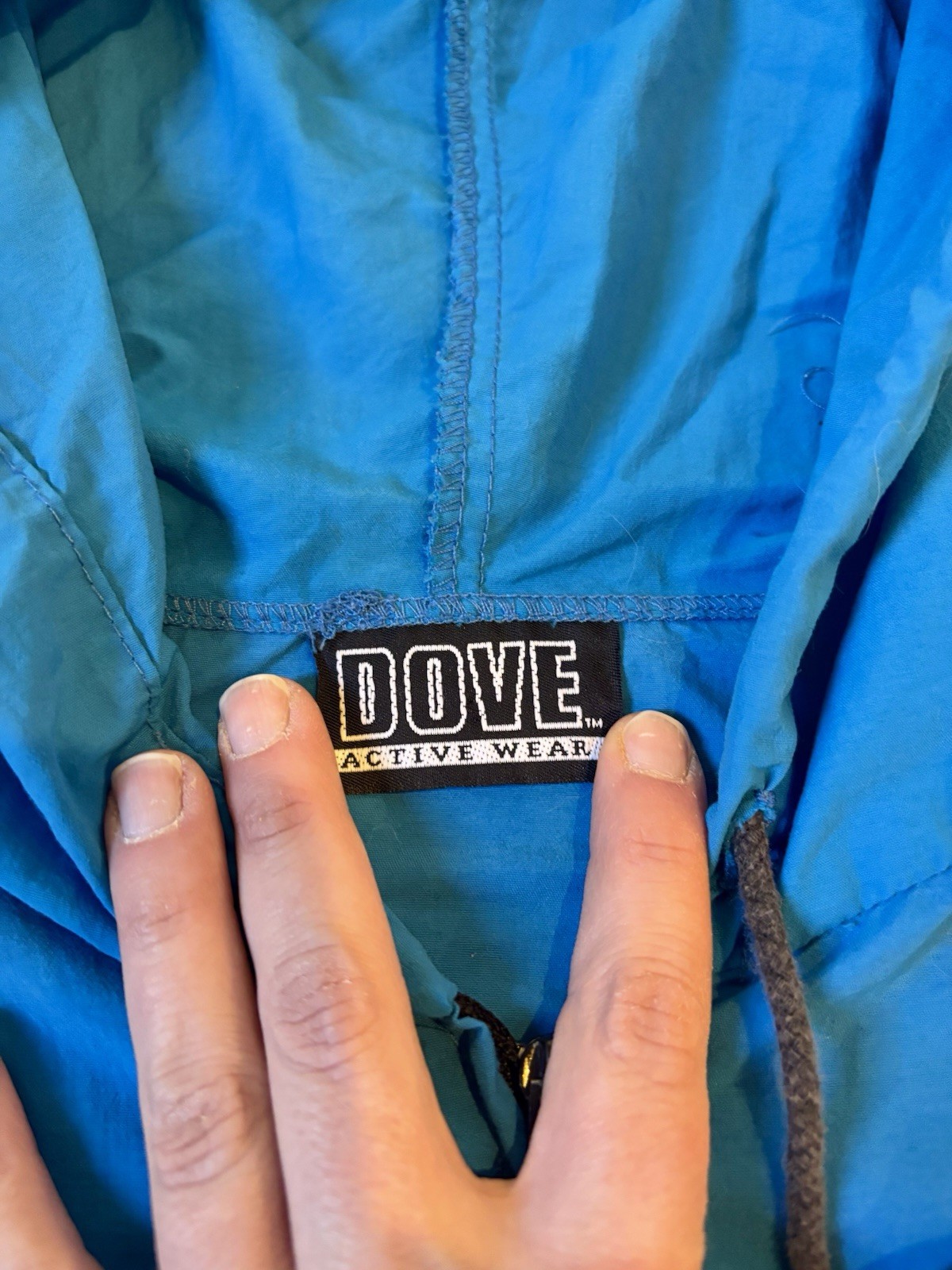 VINTAGE 80s Blue DOVE Activewear, Medium, Windbreaker Hooded, Surfer