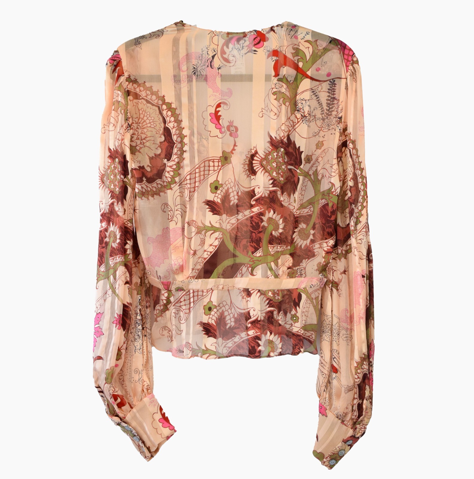 NWT Vintage CHRISTIAN LACROIX Silk Blouse 42 Beige Multicolor Batik Pattern