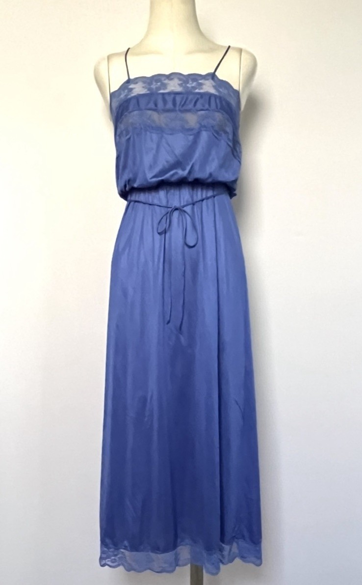lingerie Ladie&rsquo;s Flair By Dianne Keesee Long Peignoir Purple /Blue Lace Sm.VTG