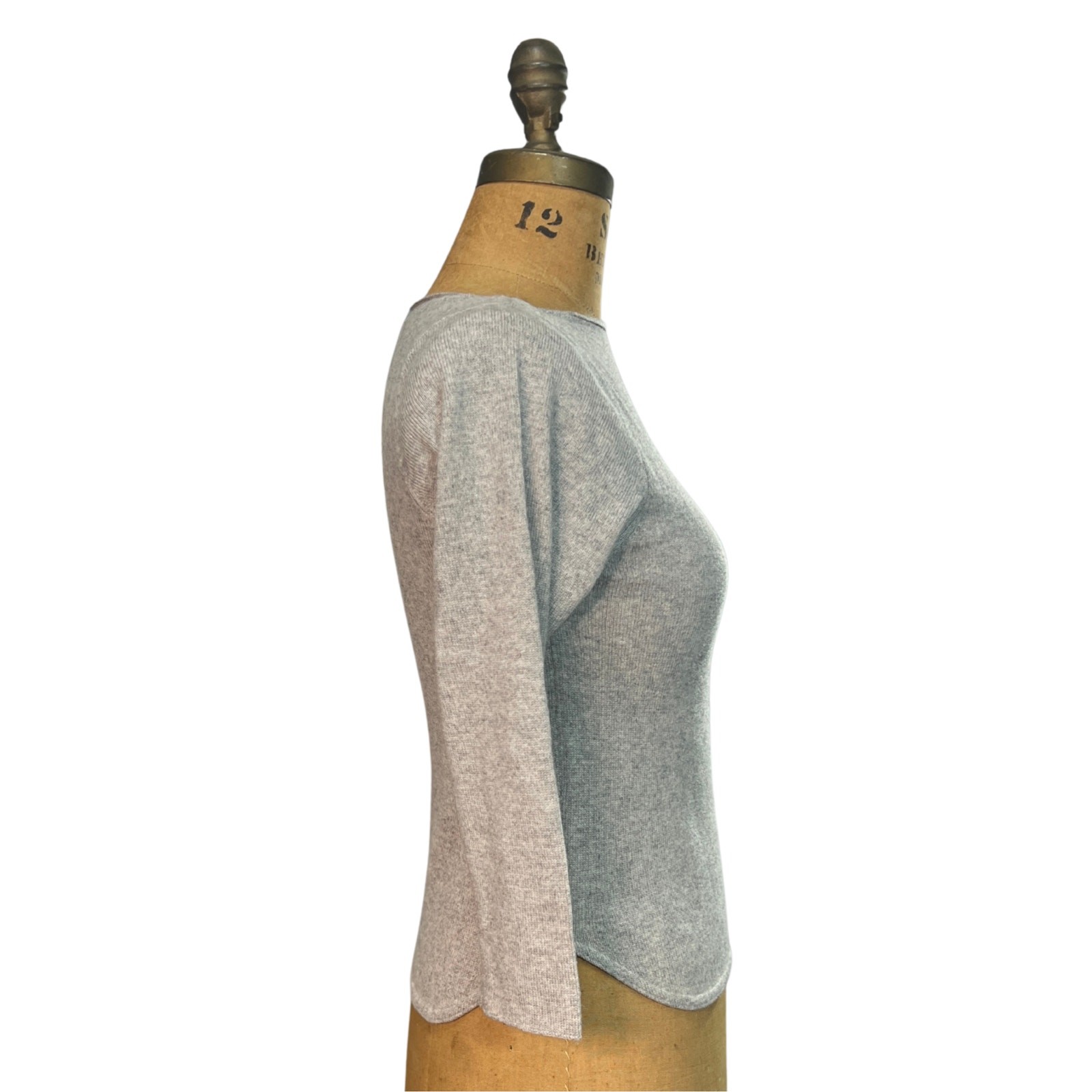 PRINTEMPS *Mint Condition* Vintage S Grey Silk Cashmere Boatneck Knit Top -1990s