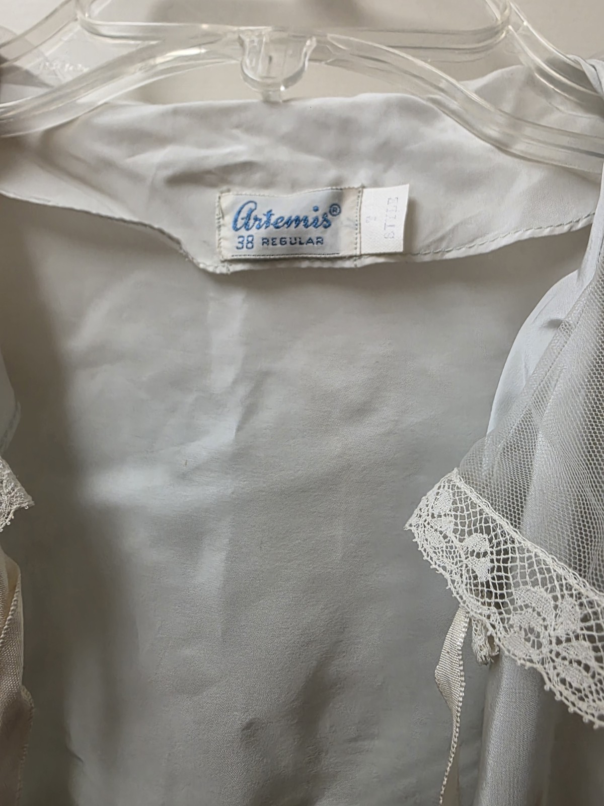 1950s NEW Artemis Bed Jacket Blue Ice, Scalloped Edges & lace trim M/L Rare!