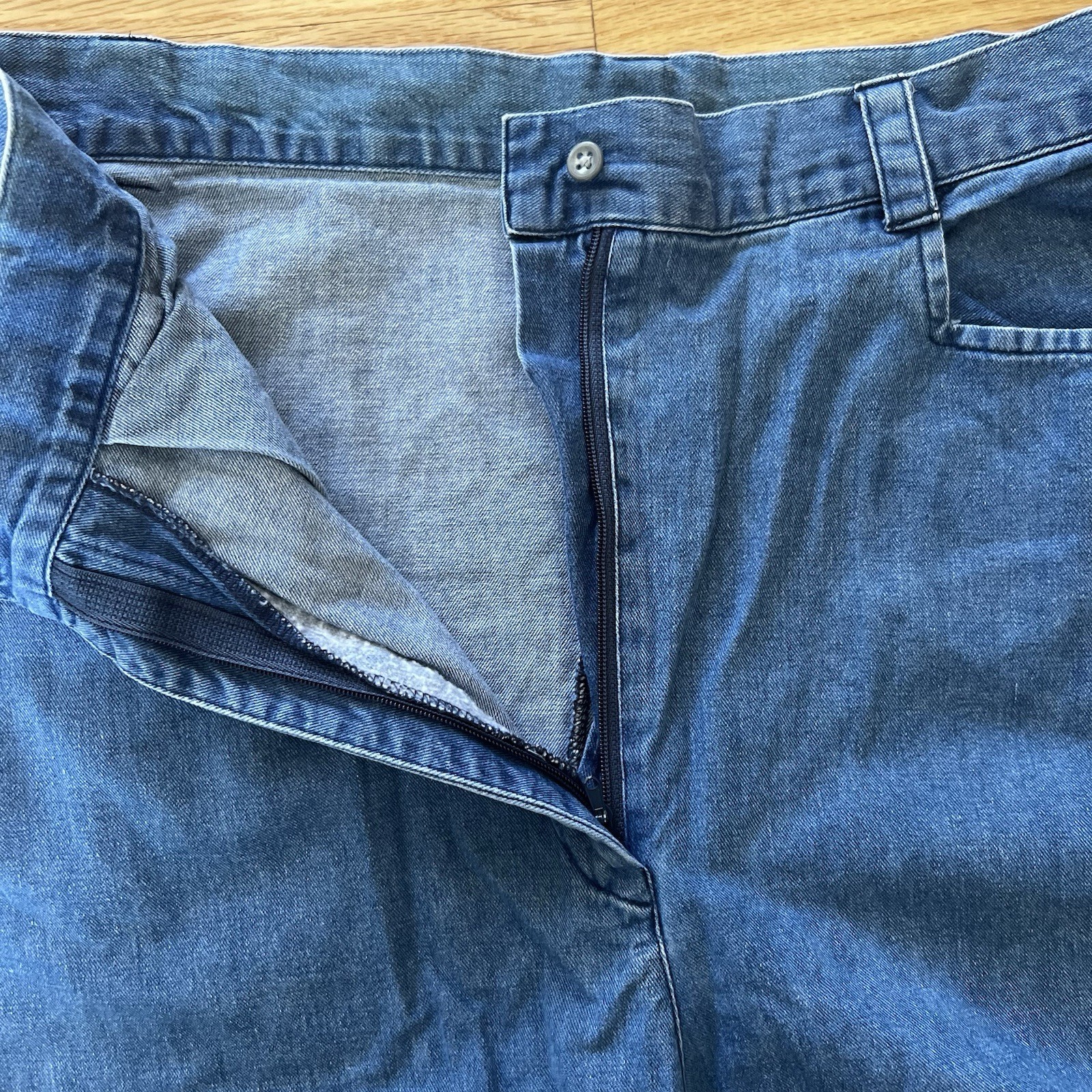 Vintage Denim Culottes Flare Wide Leg Capri Shorts Frontier Classics 32” Sz 14