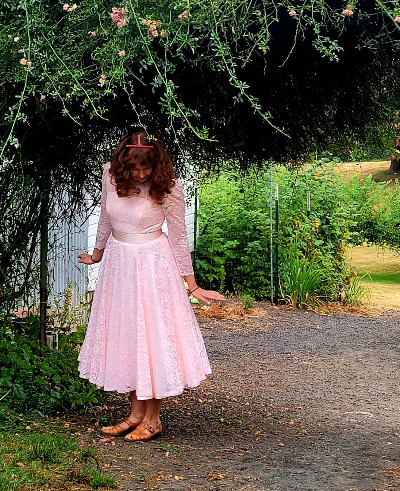 Pretty in Pink! Vintage Pink Lace Dress- 80&rsquo;s 50&rsquo;s