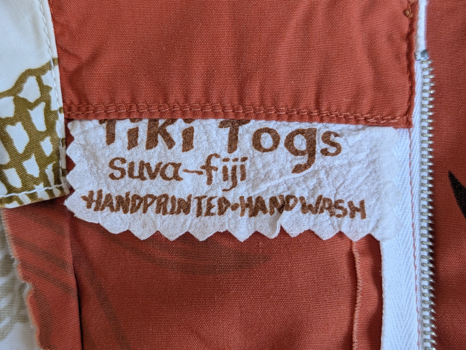 Vintage1970s Tiki Togs Suva Fiji Hawaiian Maxi Dress Caftan M Kimono Sleeves