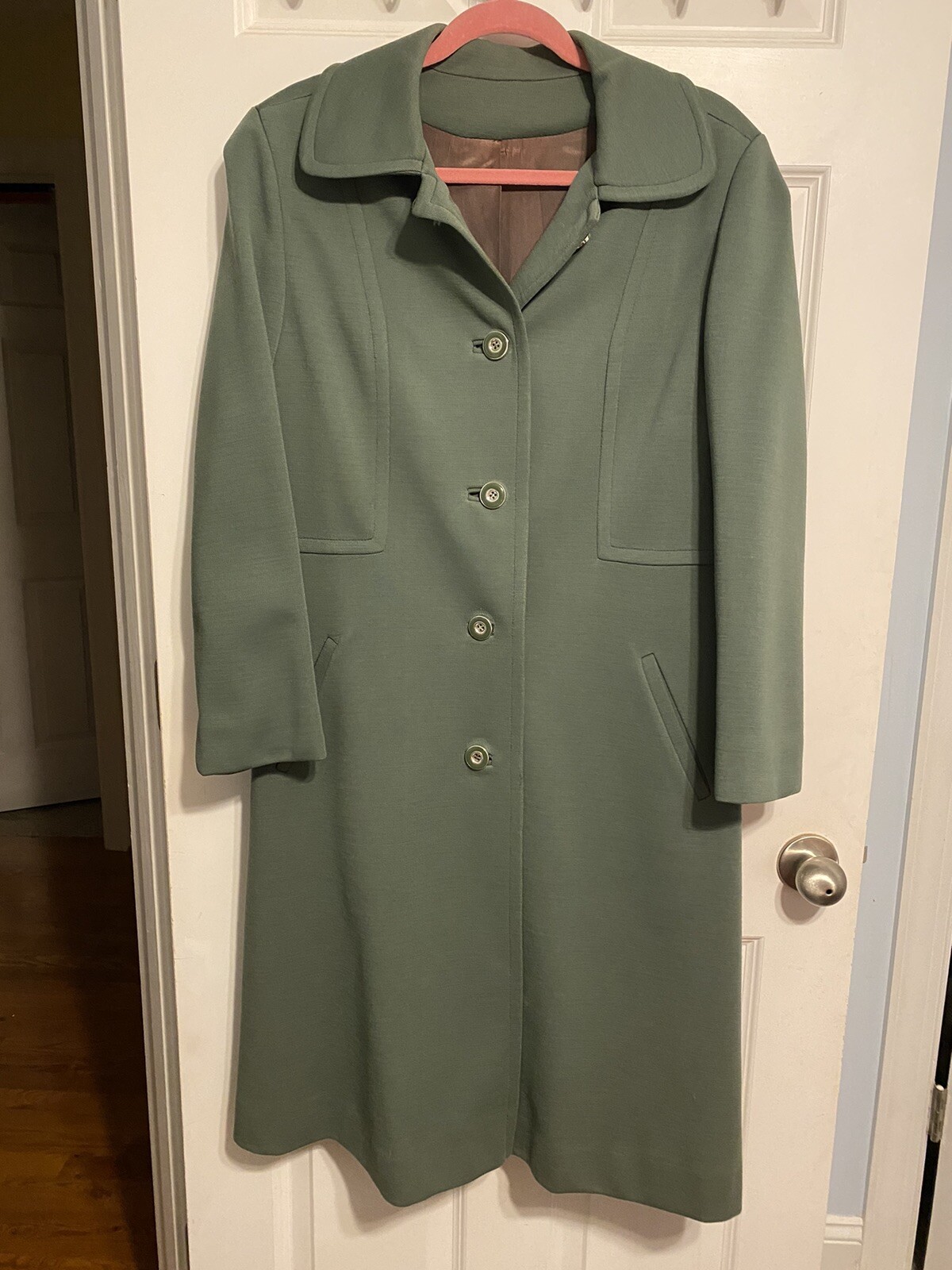 VTG 1970&rsquo;s « Fashionbilt Coat for All Seasons » Green Midi Dress Coat Medium