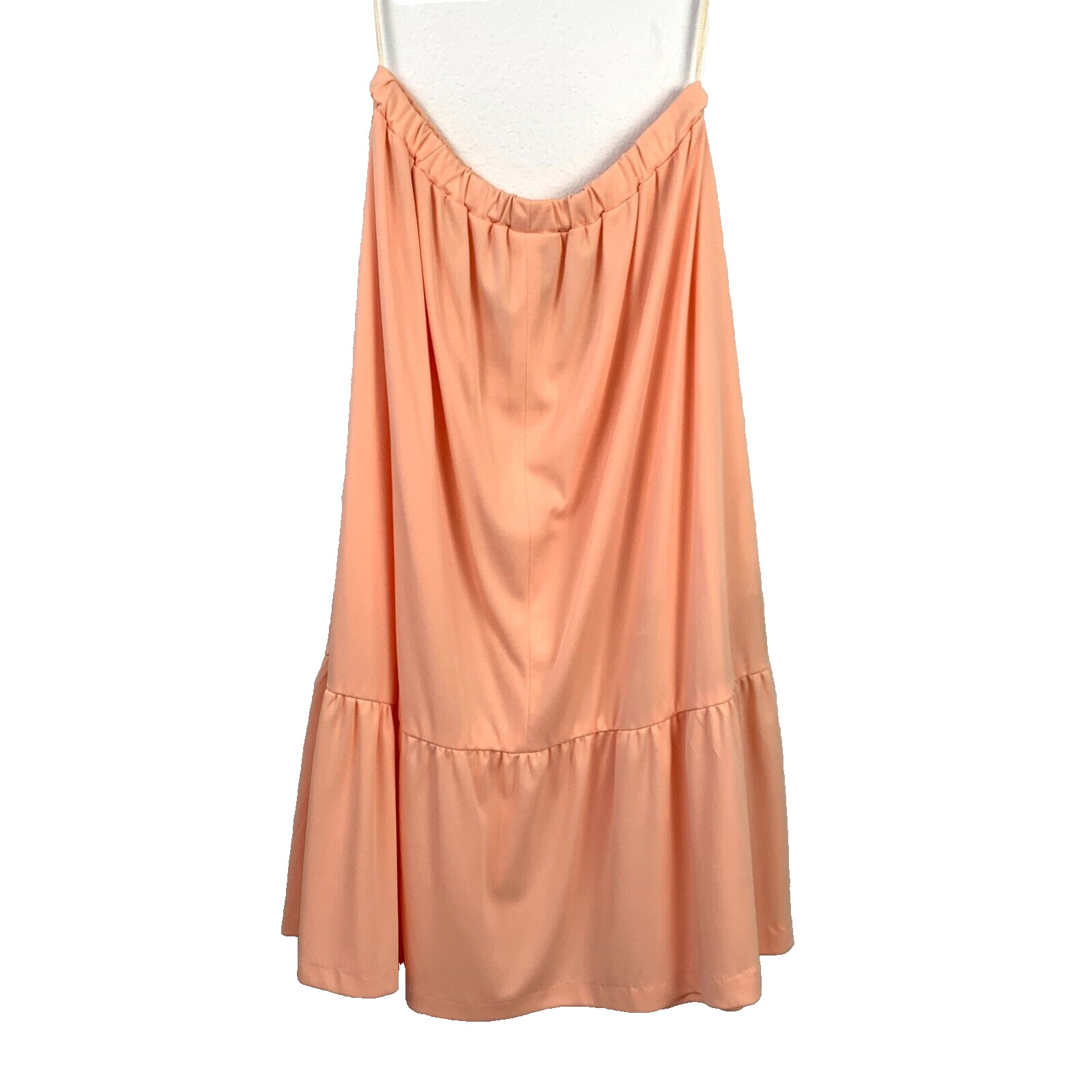 Vintage Peach Hippy Boho Off Shoulder Two-Piece Shirt Skirt Dress Outfit Size 18