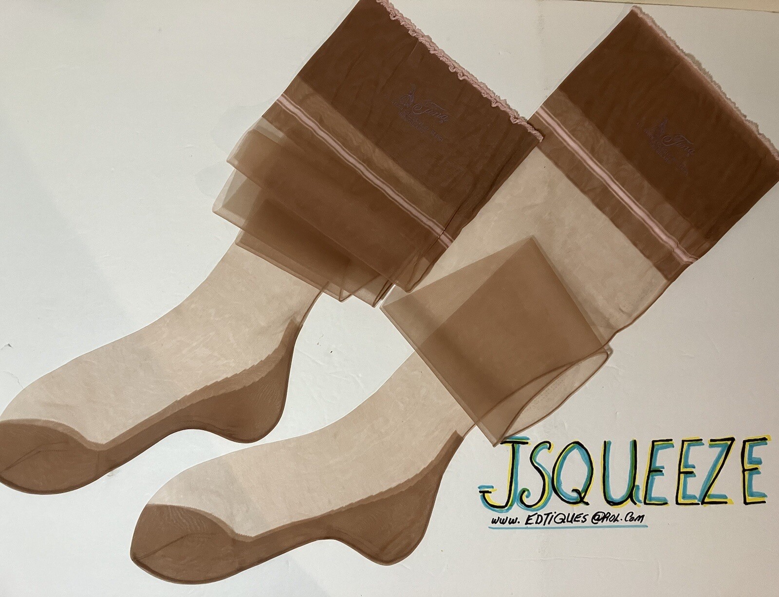 3 PAIRS VTG SUNTONE 15/51 FF SHEER FLAT PLAIN NYLON STOCKINGS 8.5” X 30” Vintage
