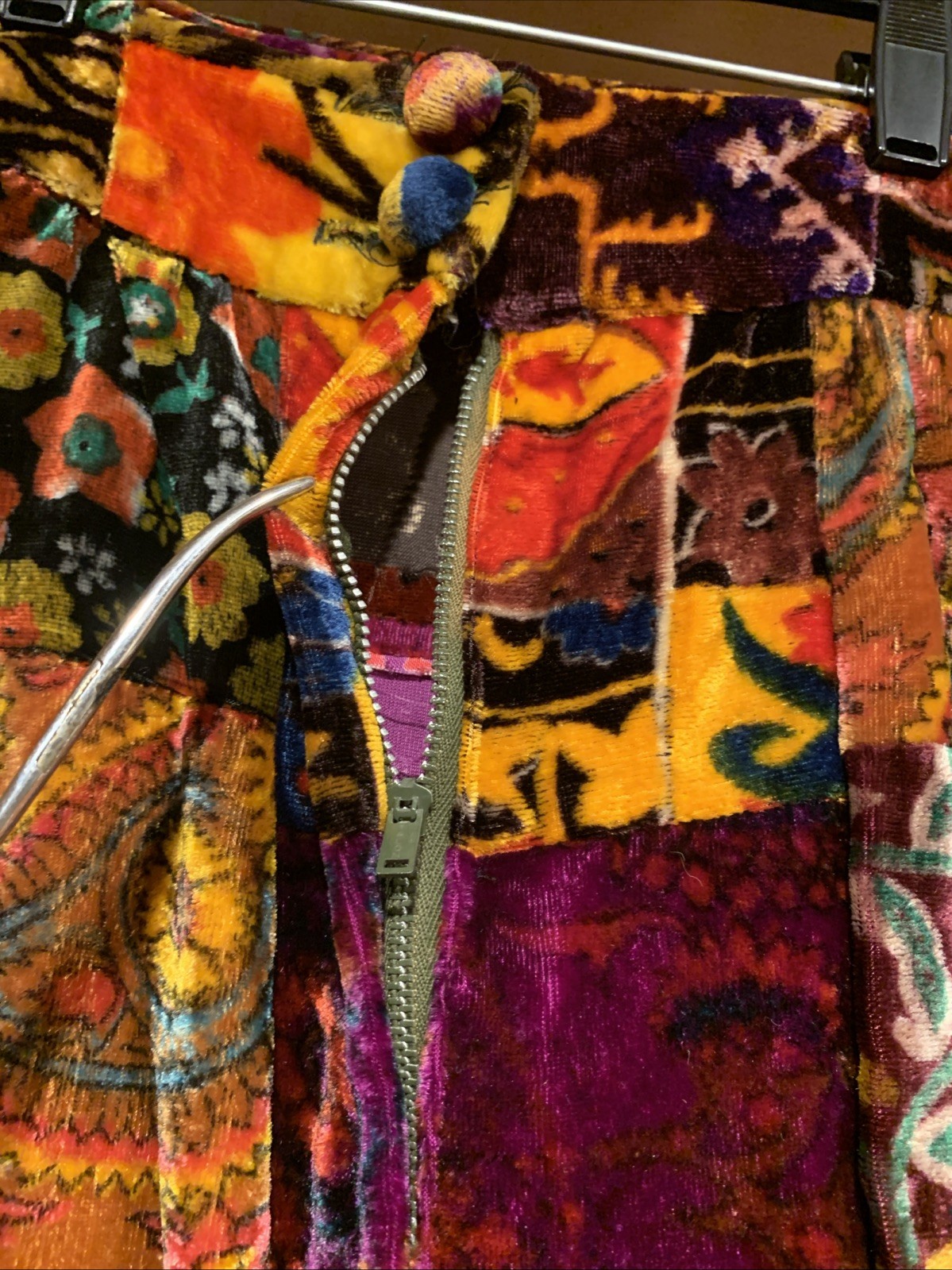 VINTAGE Vicky Vaughn Velvet Patchwork Long Skirt Gypsie Boho Hippy 70s 24&Prime; Waist
