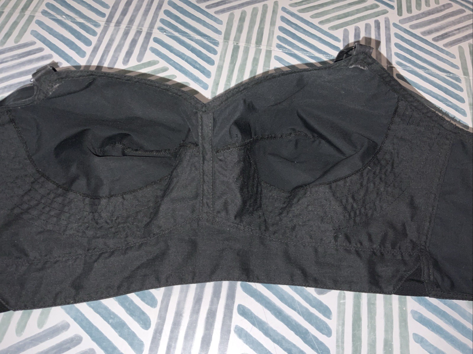 Vintage 40C Black Exquisite Form Longline Bullet Bra Pinup Poly Cotton