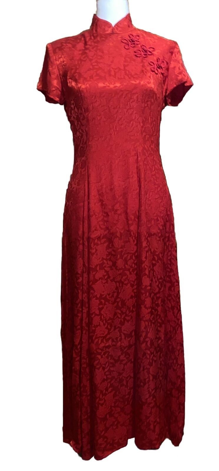 Vintage Brioche California Dress Cap Sleeve Size 5/6 Chinese Red Party USA