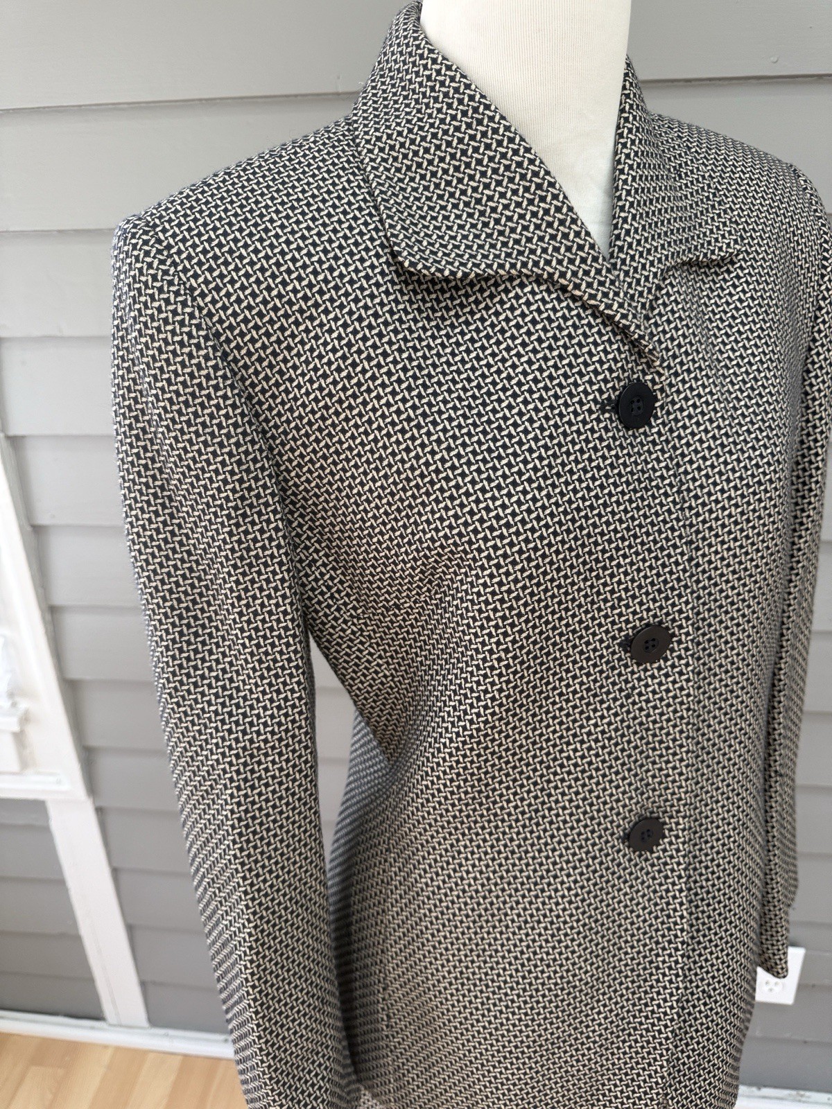 Rena Rowan Wool Blend Classic Patterned Skirt Suit Jacket and Skirt Set 8