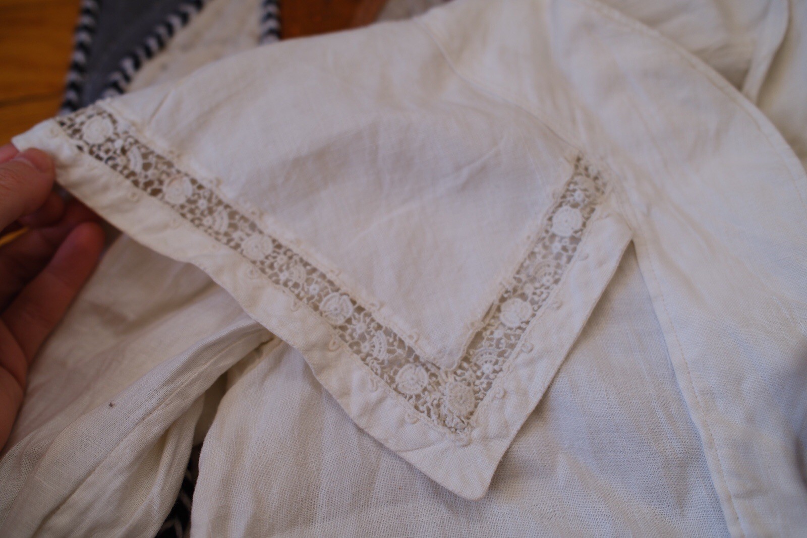 1900s Edwardian Insertion Crochet Boat Neck Blouse
