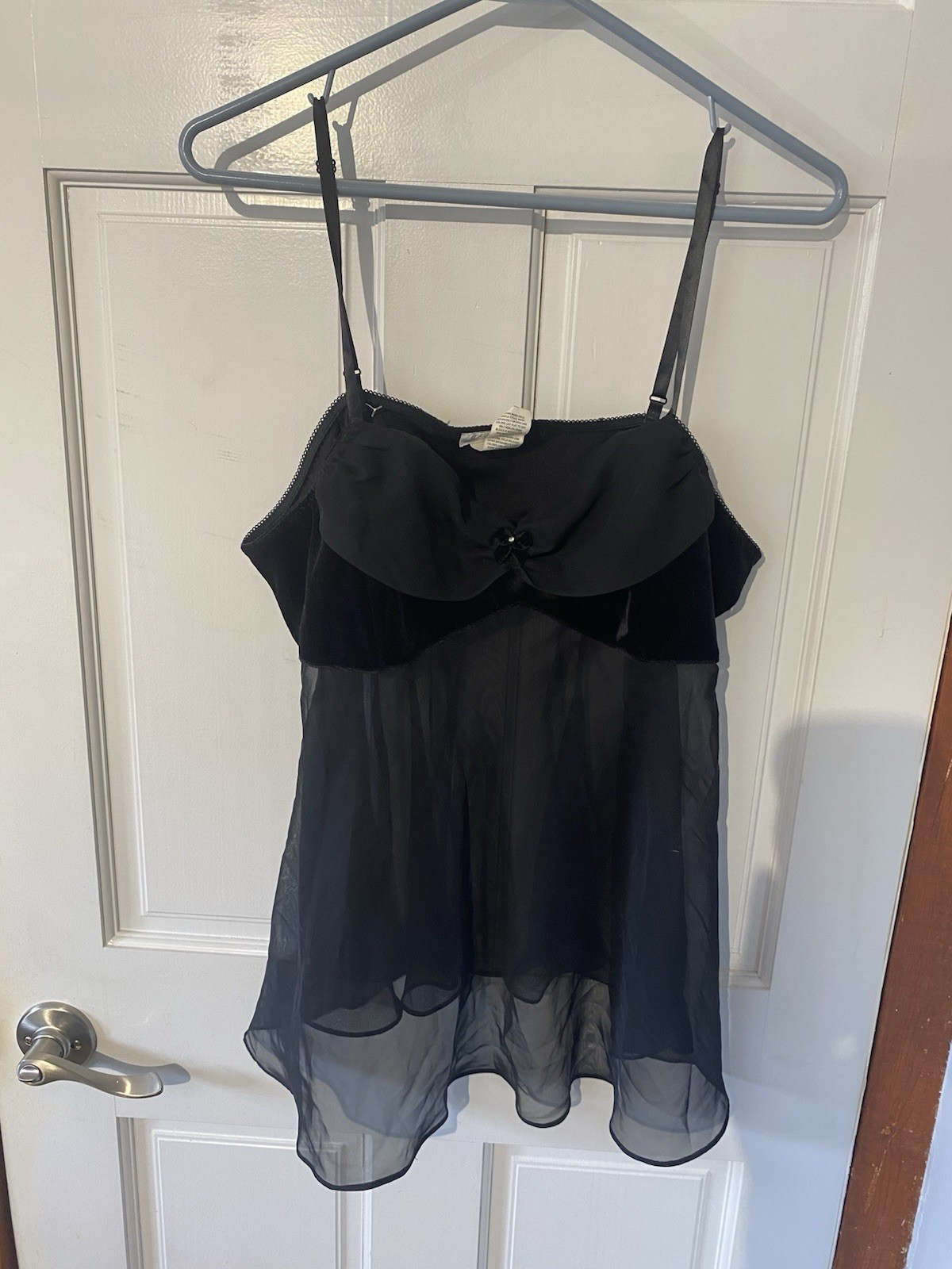 Je T&rsquo;adore Black Sheer Vintage Slip Dress 100% Polyester Regular Size Large