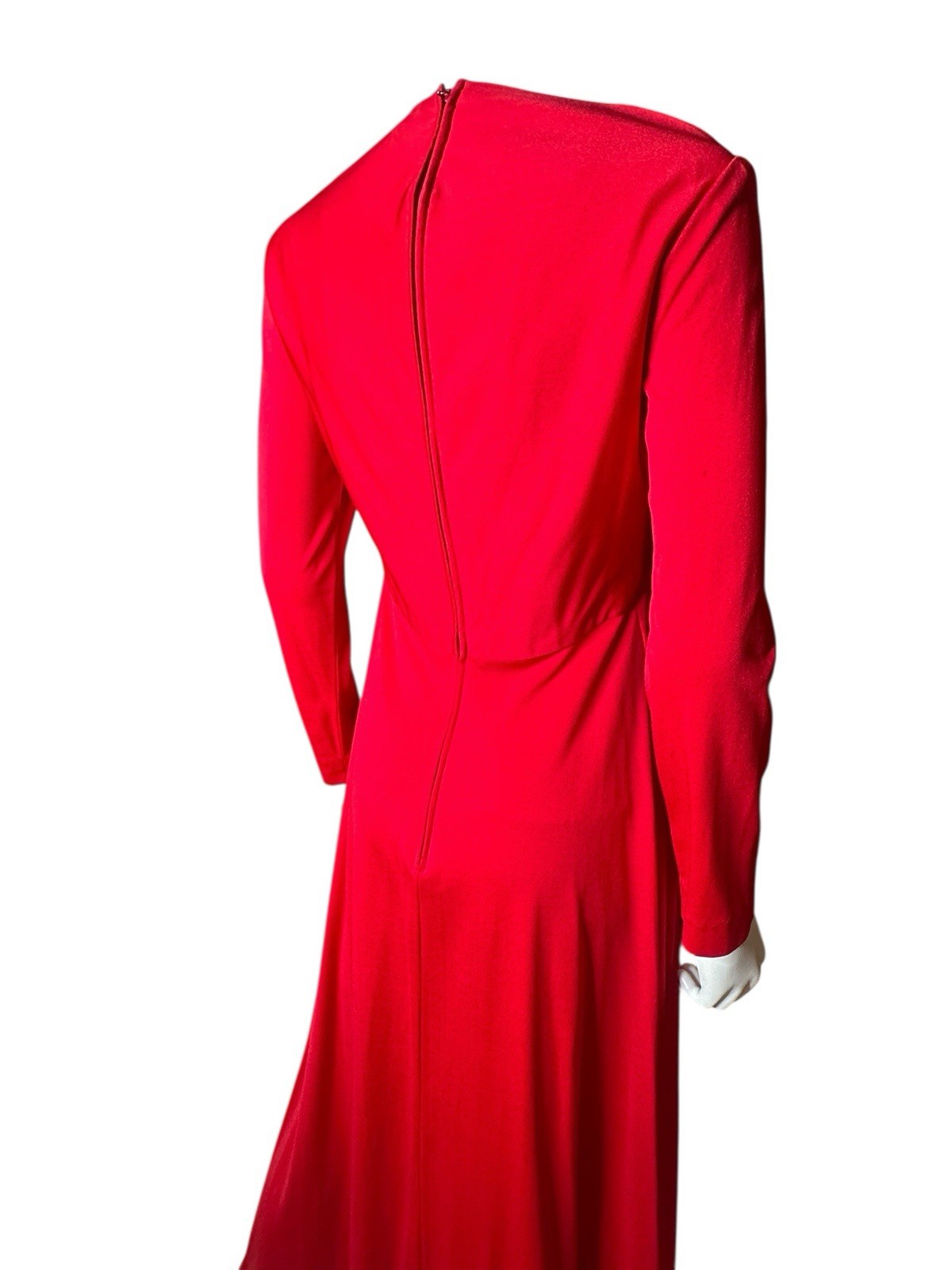 LEO NARDUCCI Ambiance Vtg Designer 1970s Red Holiday Maxi Dress Glamour Rare S/M