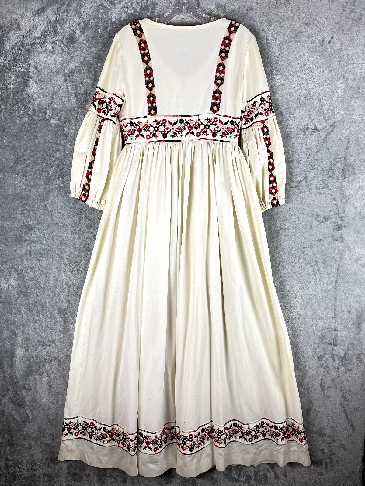 Rare Vintage Beverly Paige 60s 70s Bohemian Maxi Dress Tag 10 Peasant Groovy