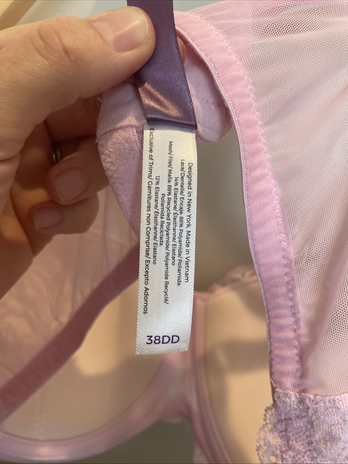 Adore Me Underwire Full Bra size 38DD Pink With Lace – Nice!