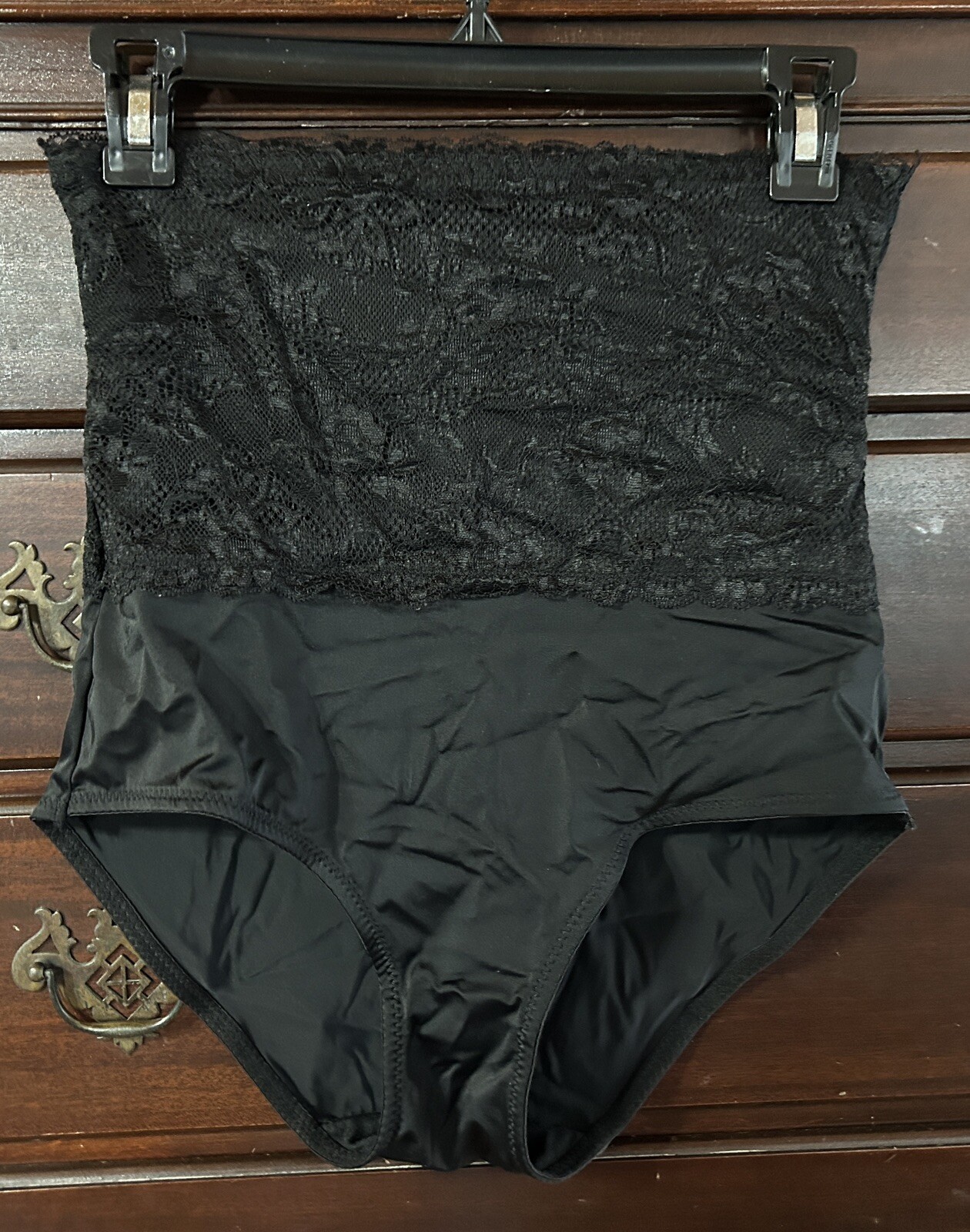 Instant Shaping By PLUSFORM 7301 Hi Waist Lace XL Black Shaping Brief Panties