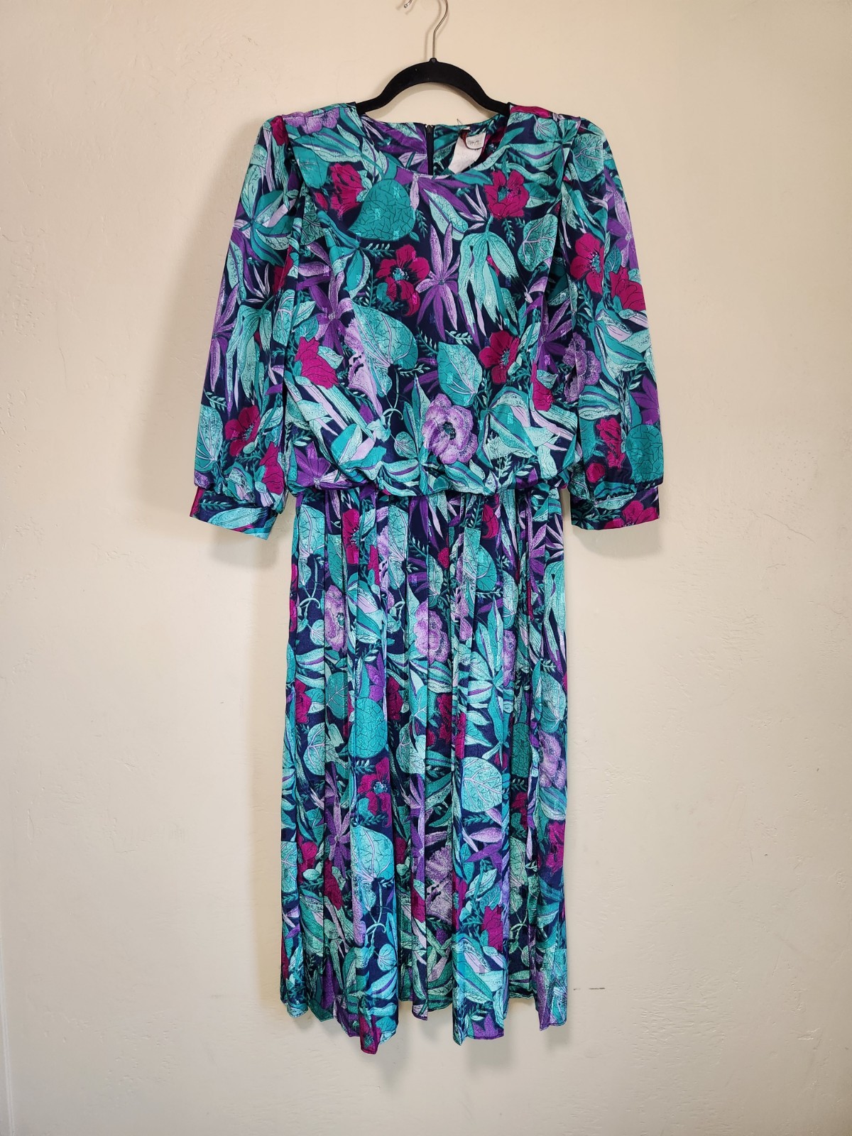 Vintage Shelly Michaels Floral Blouson Dress Size 7/8