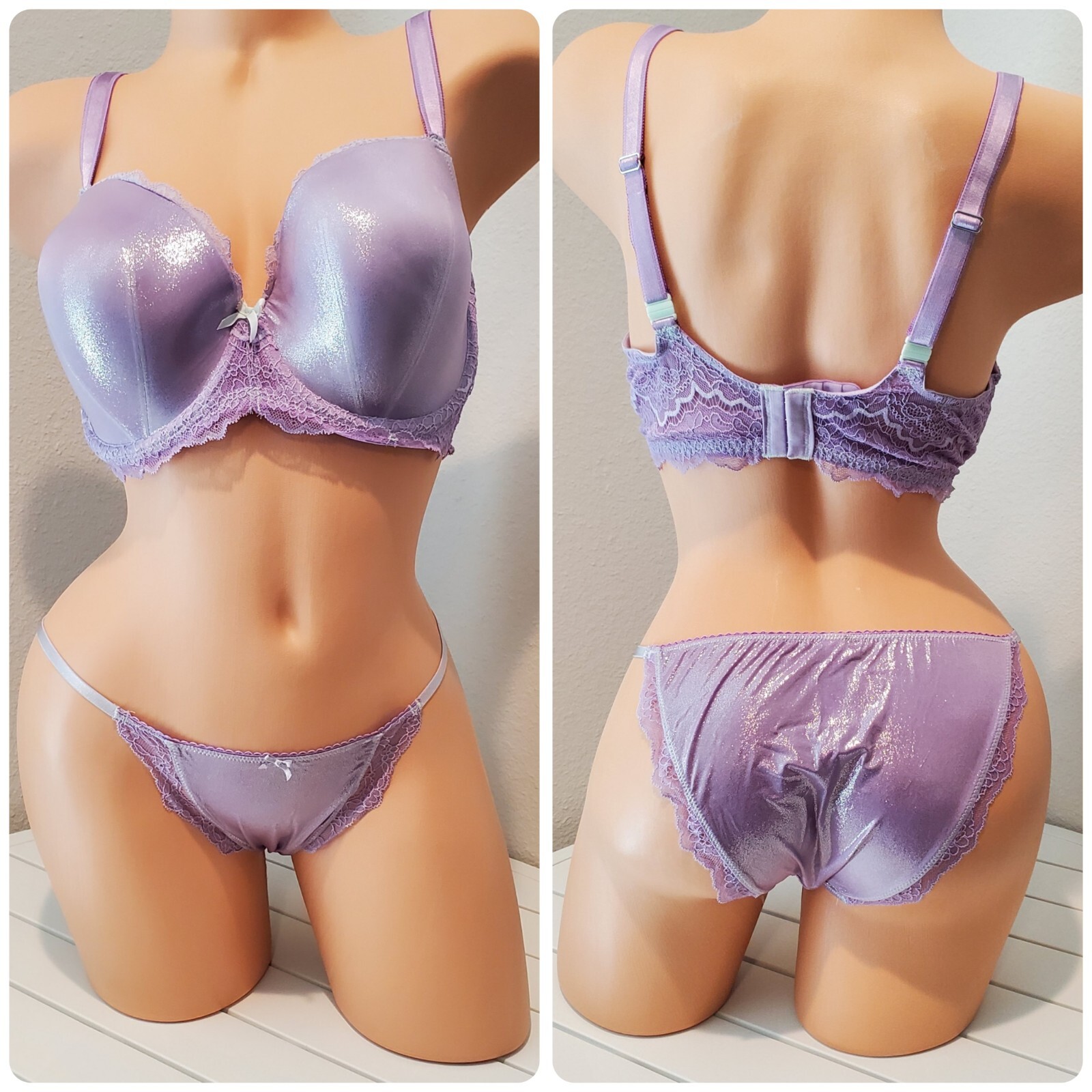 Victoria&rsquo;s Secret Dream Angels Bra & String Bikini Set 36DD 6/M PURPLE Glacier