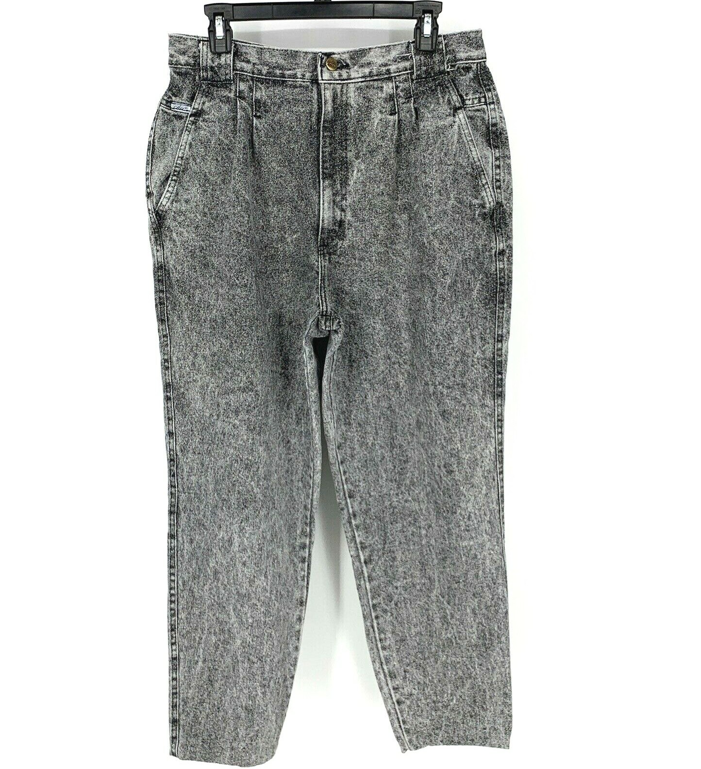 VTG 80s Womens CHIC Jeans Acid Wash 31&Prime; High Waist Tapered Leg Mom Jeans Pleated